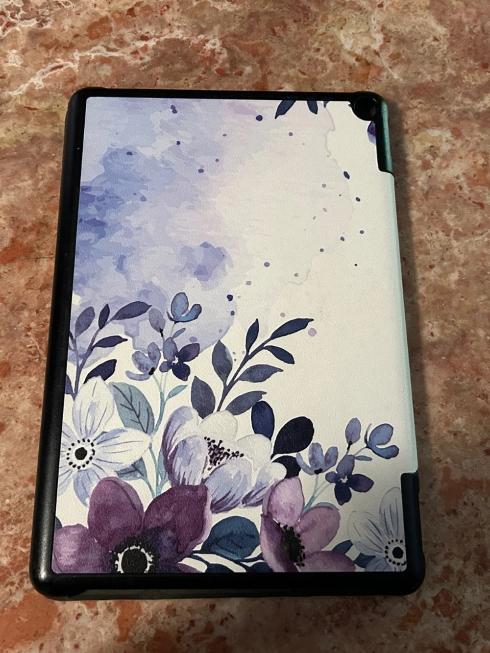 Purple Floral Tablet Folio Case - White & Purple